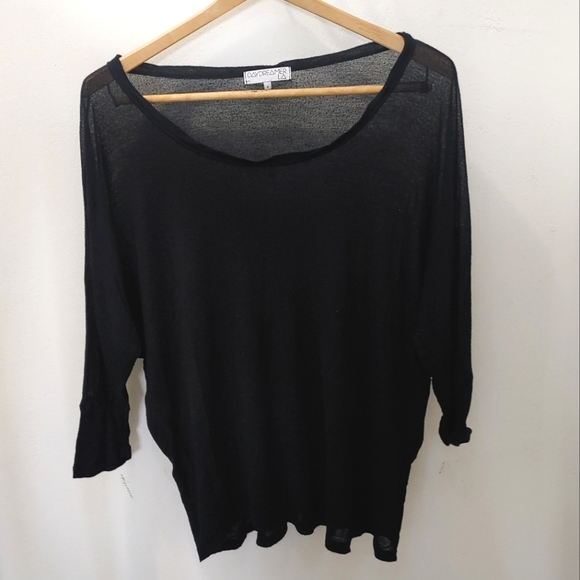 Daydreamer LA | Sheer Black Boatneck 3/4 Sleeve